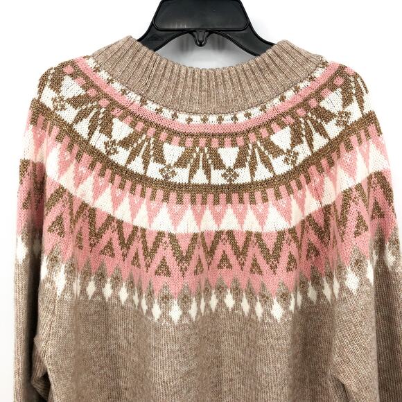 TOMMY HILFIGER Half Snowflake Sweater 0X Beige Raglan Pullover NWT - Picture 7 of 10